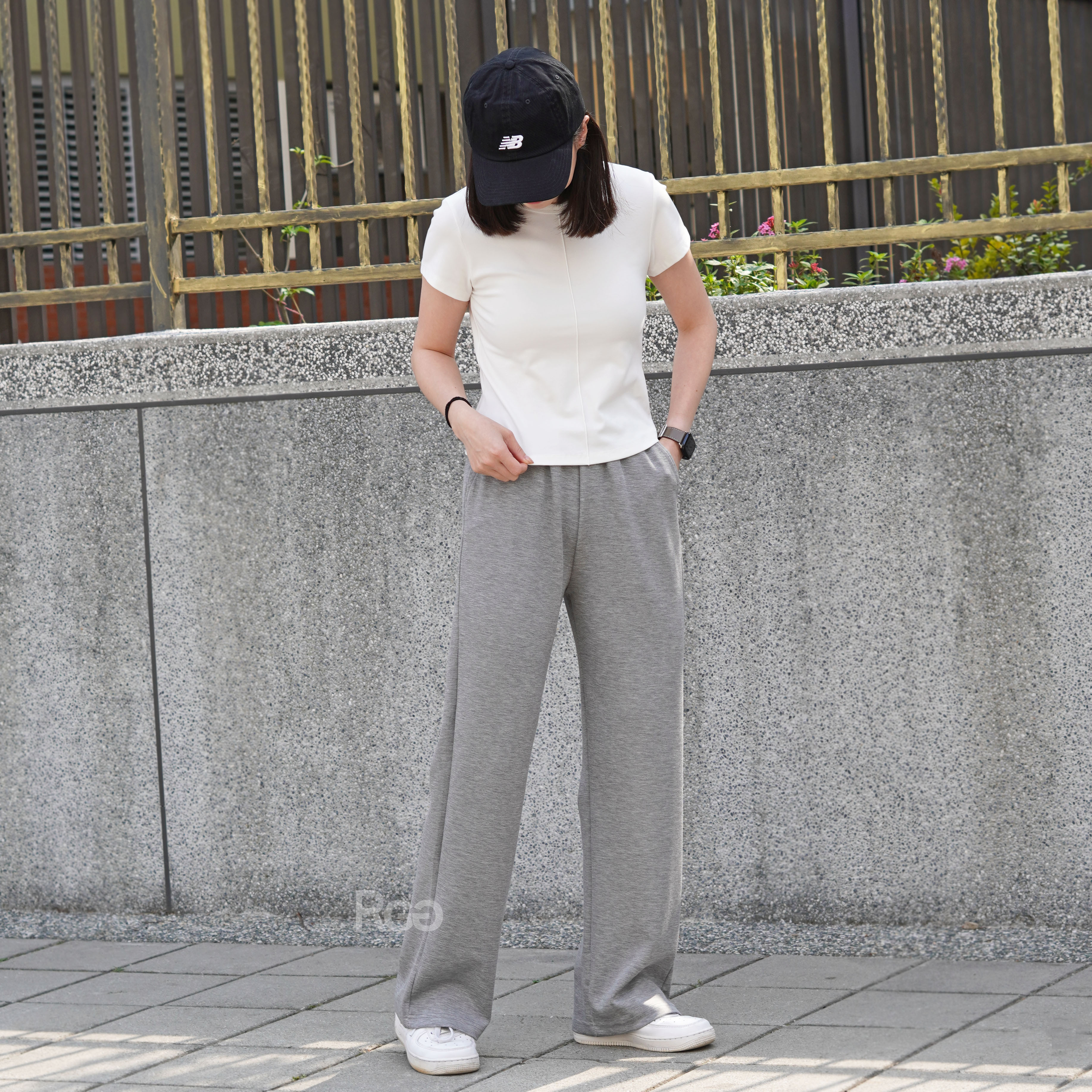 #1839 空氣棉抽繩長腿落地褲