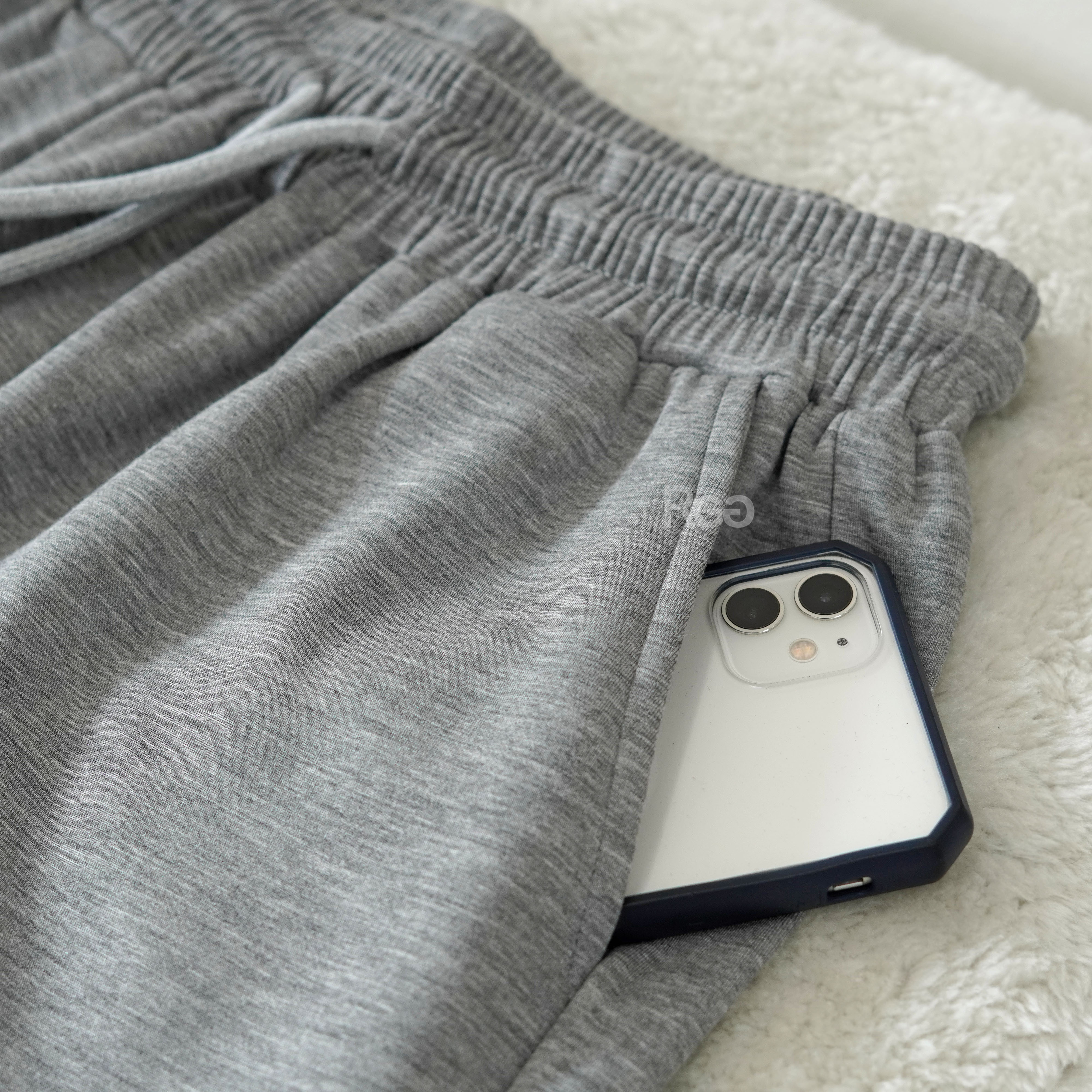 #1839 空氣棉抽繩長腿落地褲口袋細節照