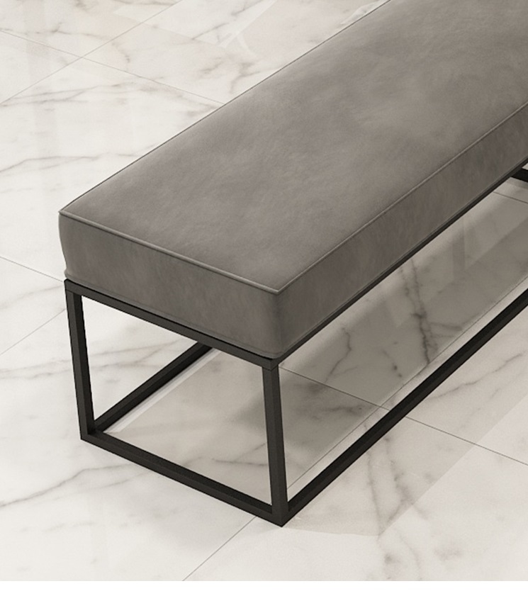 長櫈 (160x35x45 - 天鵝絨灰色)