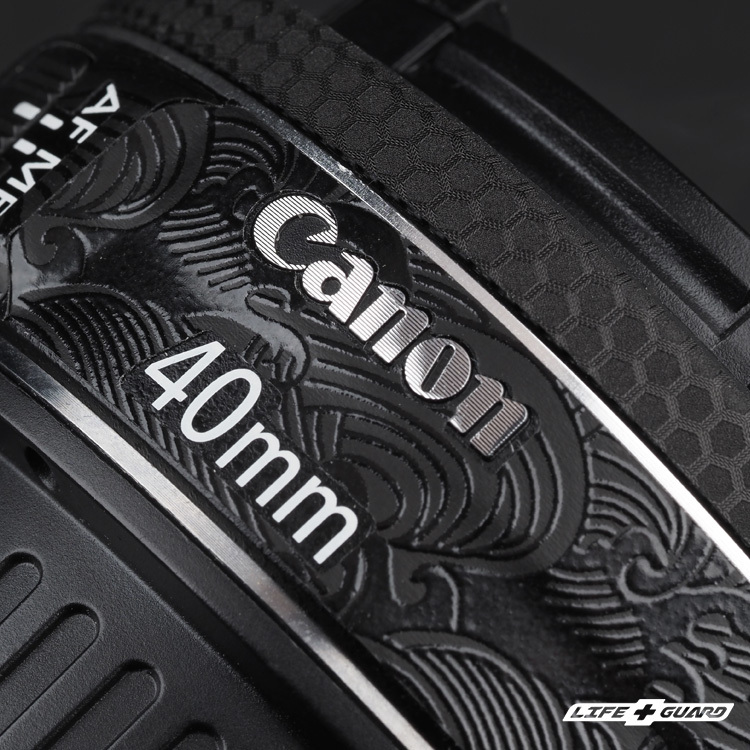 LIFE+GUARD 鏡頭貼膜安裝示意，適用 Canon EF 40mm F2.8 STM