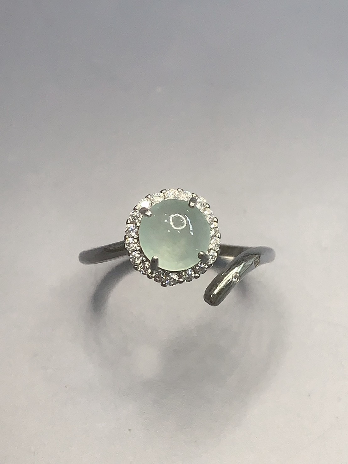 美感極緻丨冰晴水底翡翠銀戒