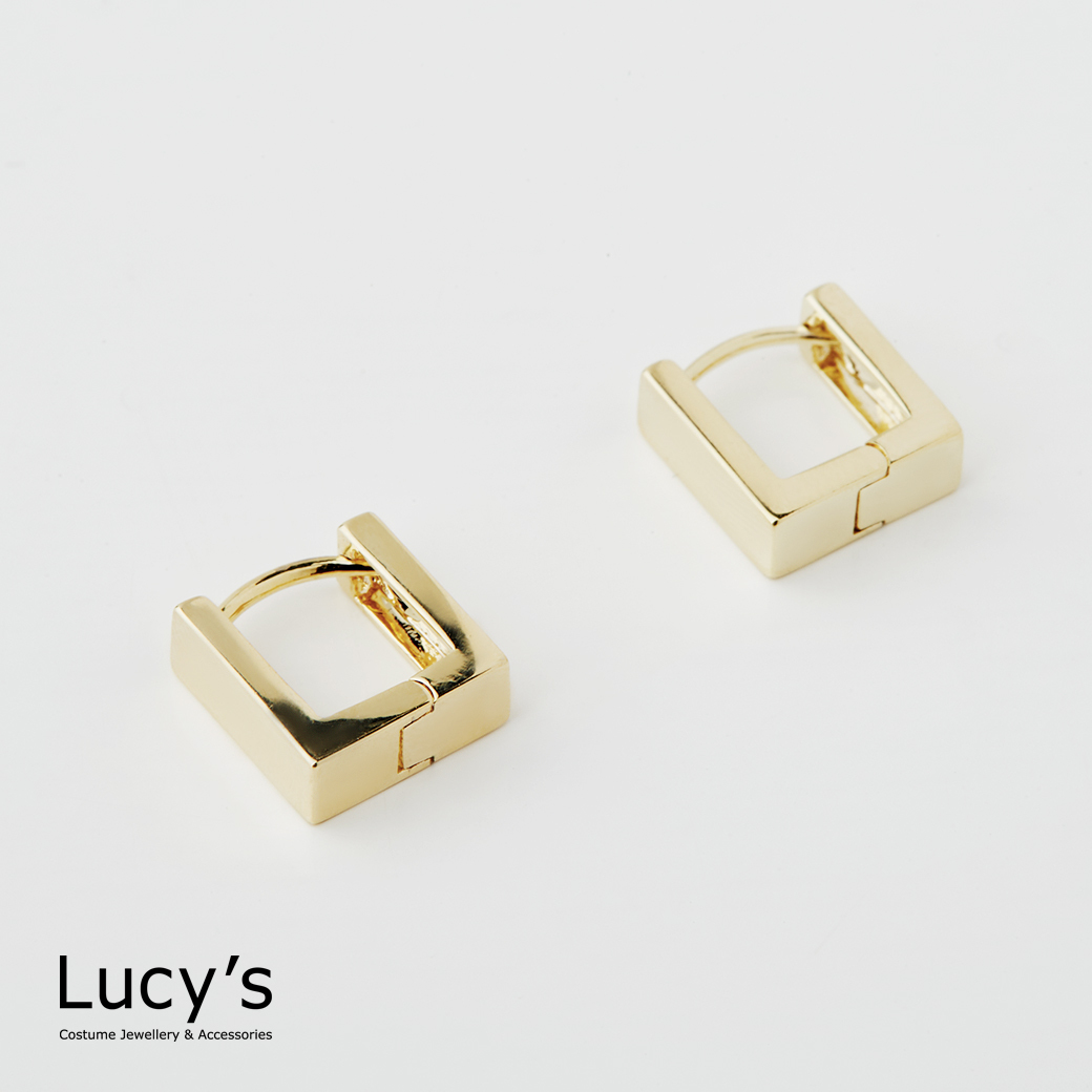 方形幾何 易扣耳環 (112289)