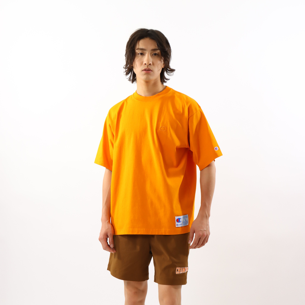男款-ACTION STYLE厚磅純色寬版短TEE-橘色（C3-V331-452）