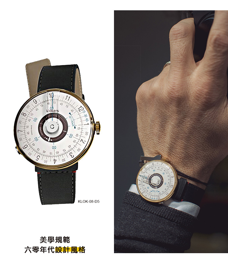 klokers 庫克錶 KLOK-08-D5 孔雀藍錶頭+單圈皮革錶帶