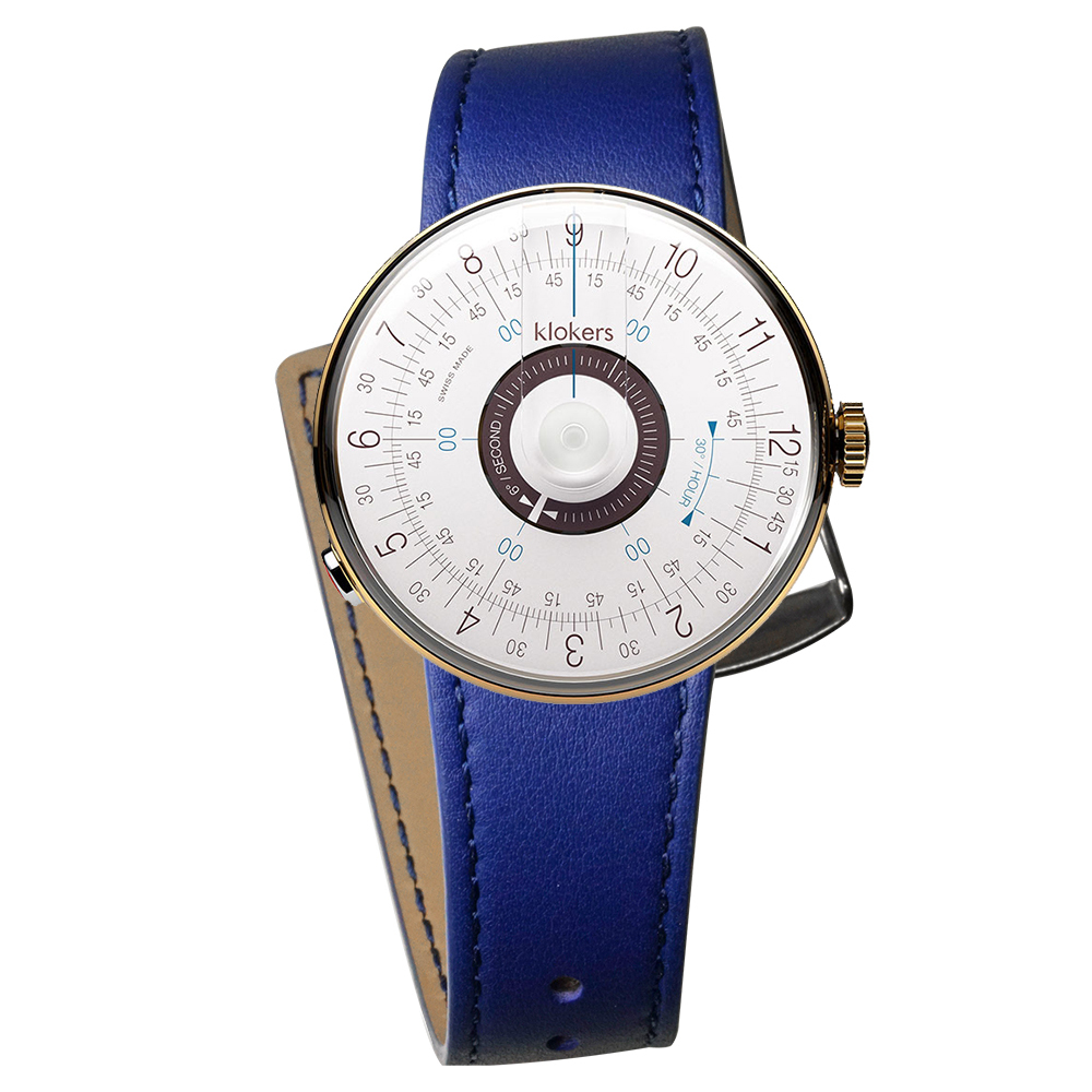 KLOK-08-D5 孔雀藍錶頭+單圈皮革錶帶