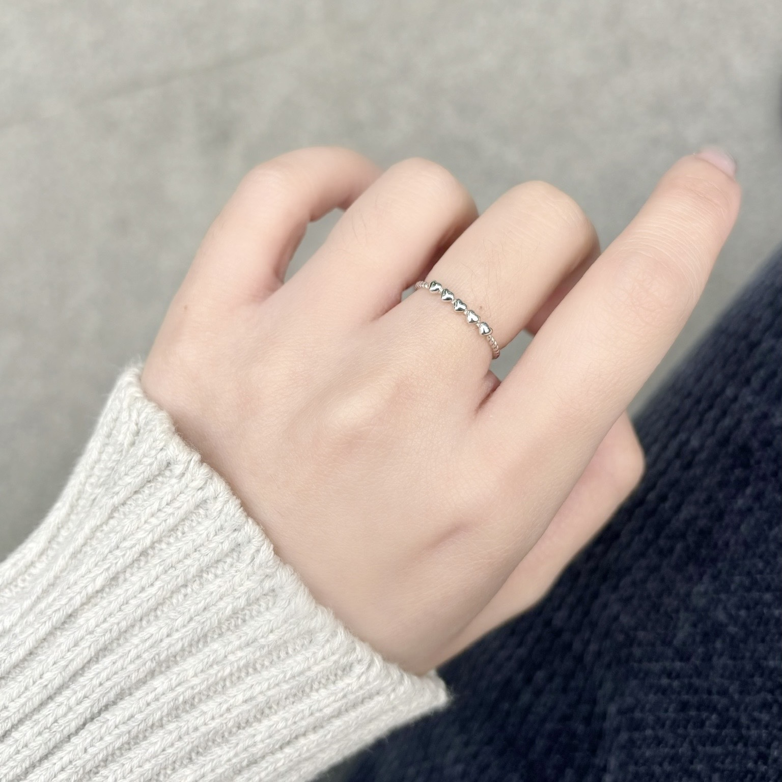 14k小排愛心麻花戒指