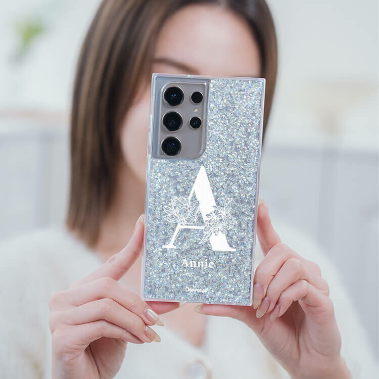 大字陪襯 銀耀貝拉殼 - (訂製名字) - Samsung 三星 客製化手機殼