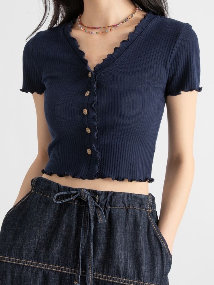 現貨｜波浪紋短版鈕扣上衣