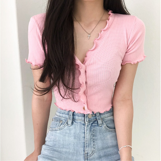 現貨｜波浪紋短版鈕扣上衣