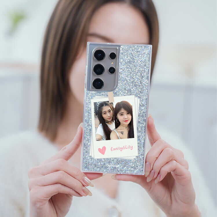 閨蜜合照 銀耀貝拉殼 - (訂製名字) - Samsung 三星 客製化手機殼