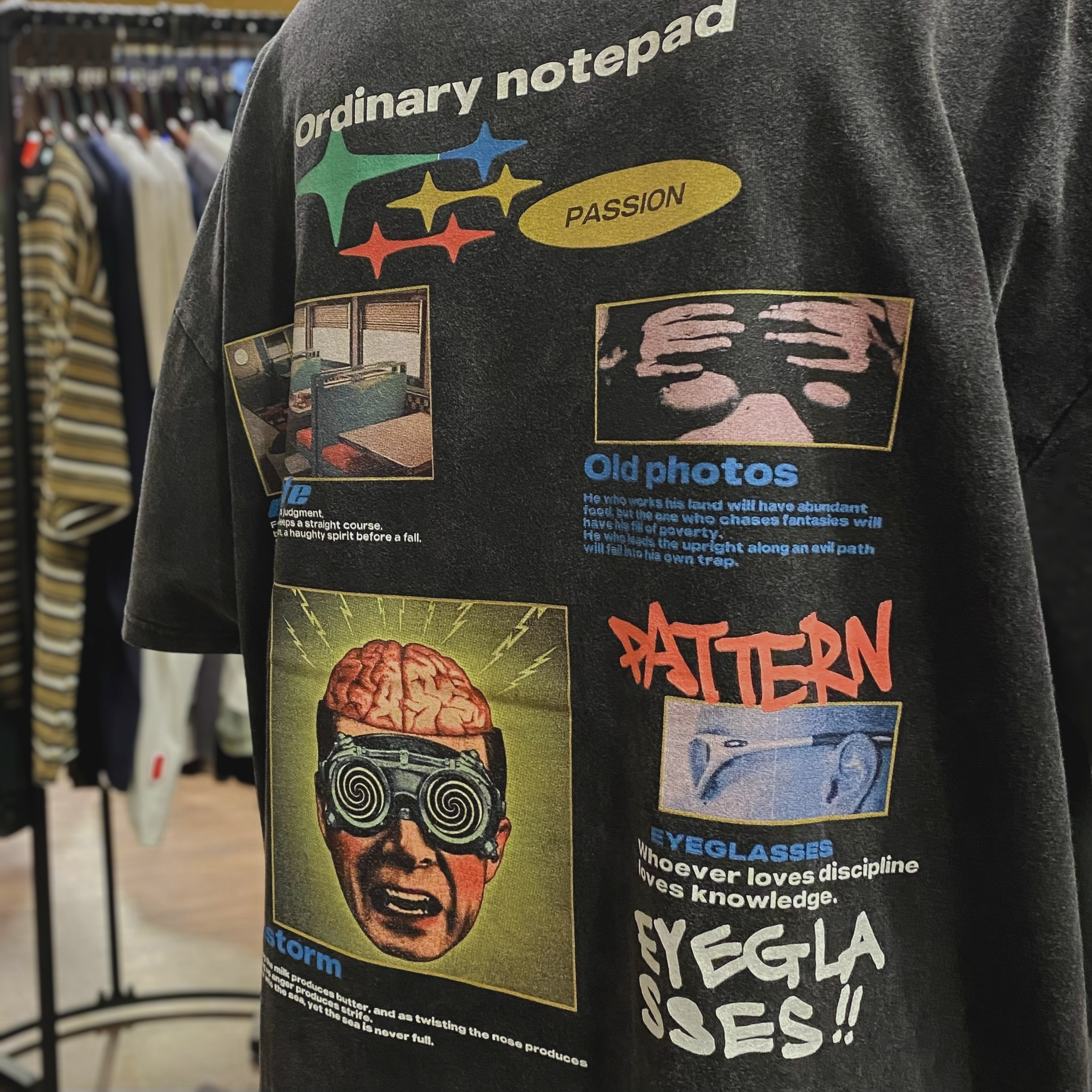 old風印刷個性水洗短TEE