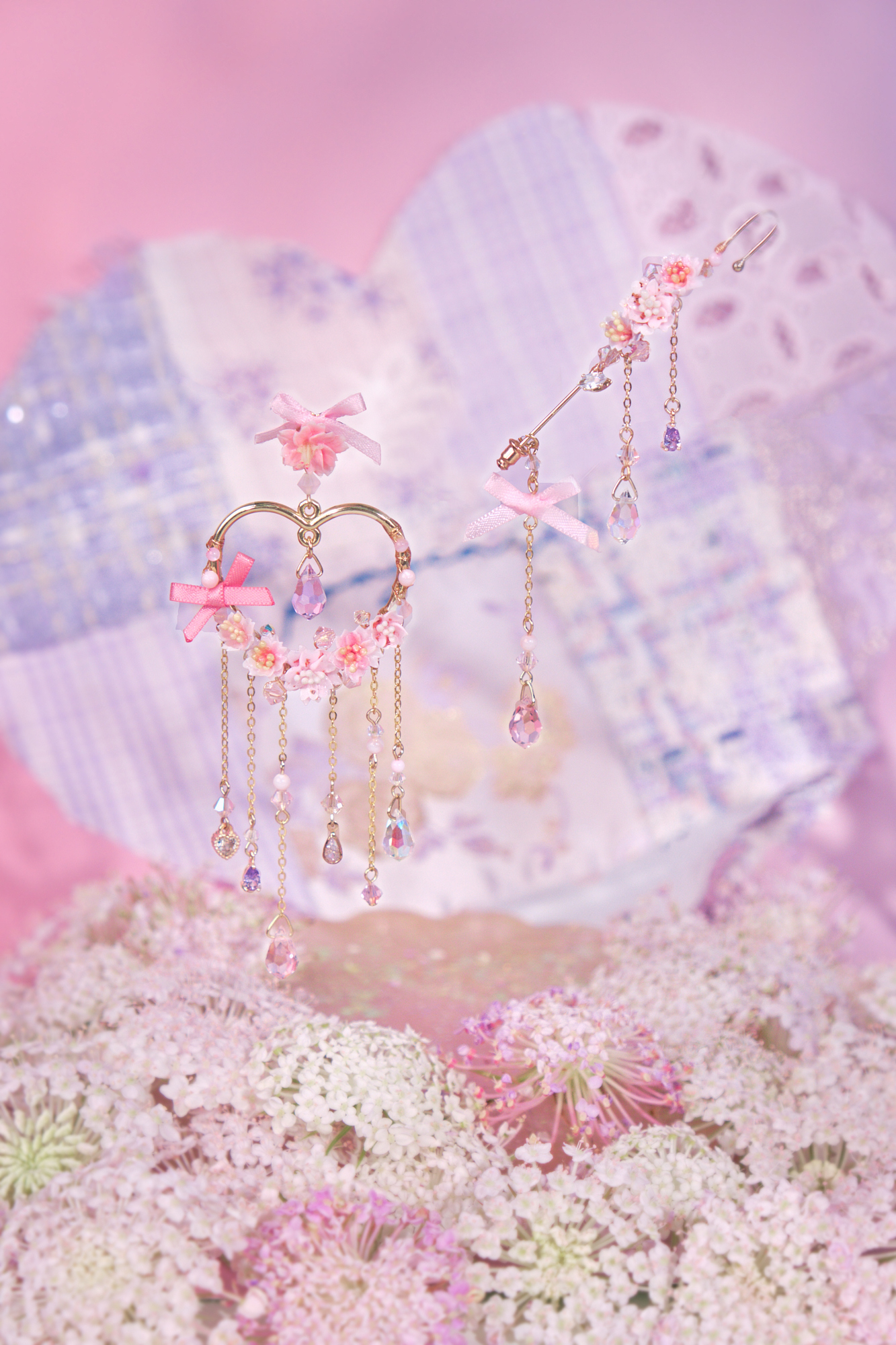 Junior Cupid Hearting Sakura Earing Set