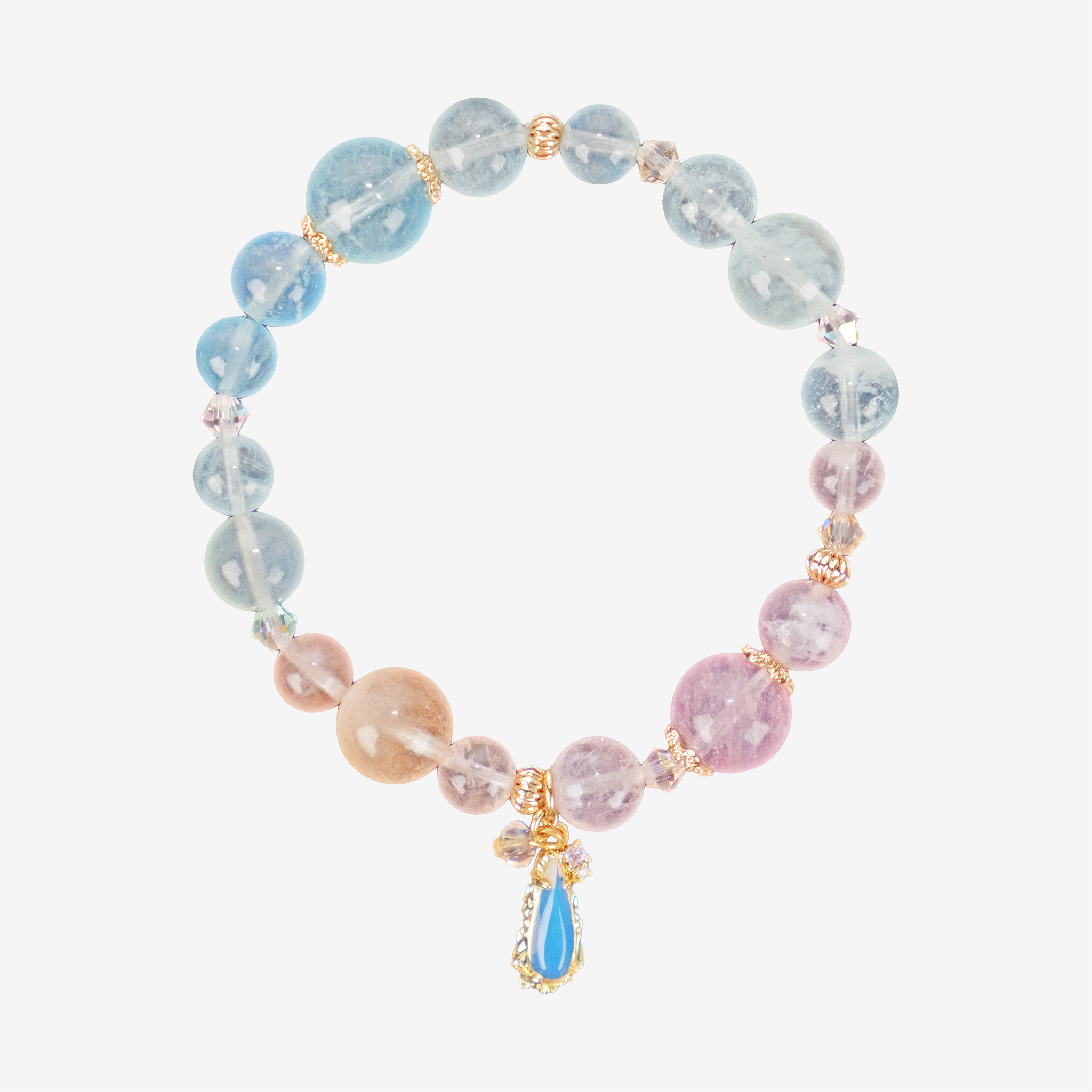 Carpe diem Rainbow Morganite Bracelet with Moonstone Pendant
