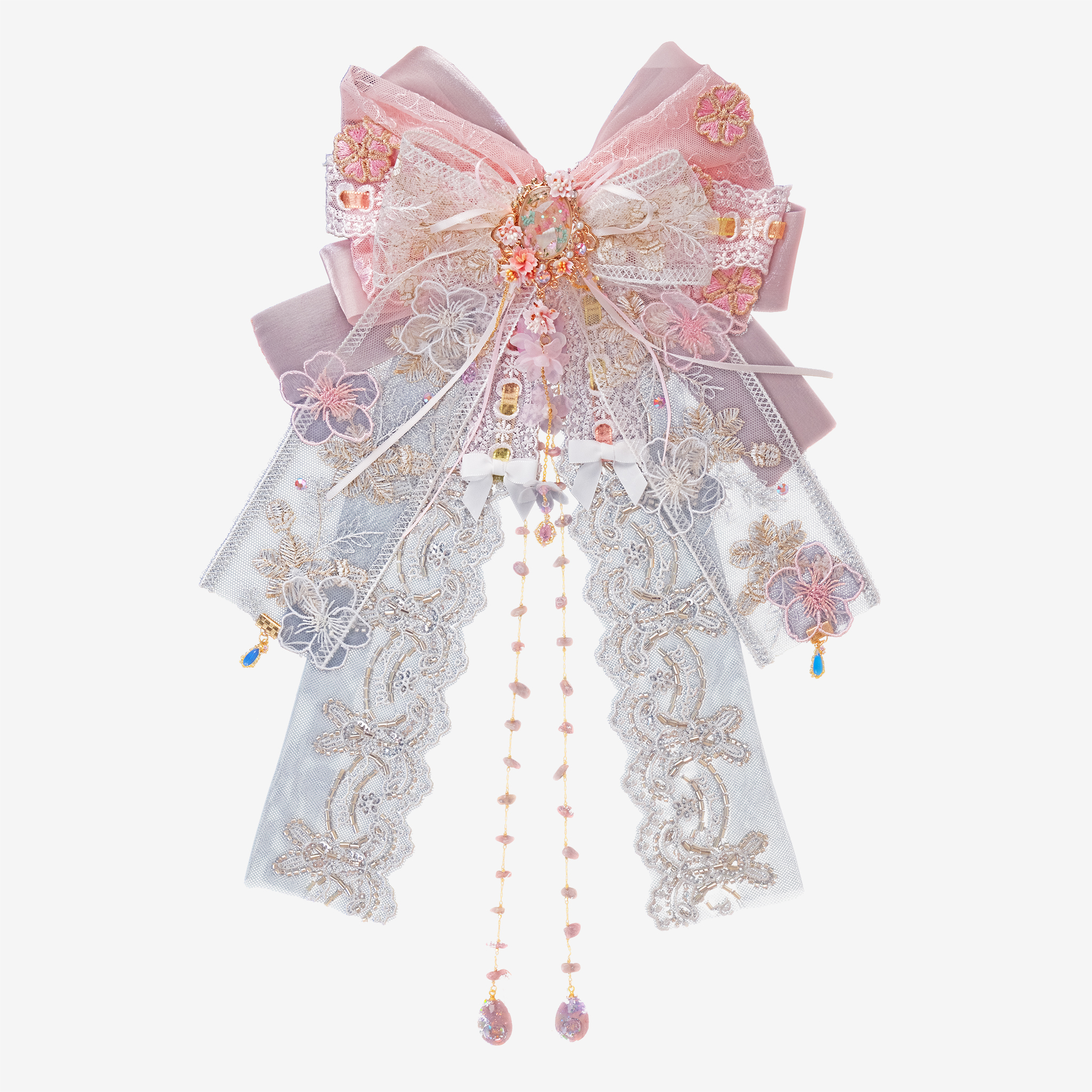 Sakura Glow Natural Rose Quartz 2-in-1 Bow Hair Clip