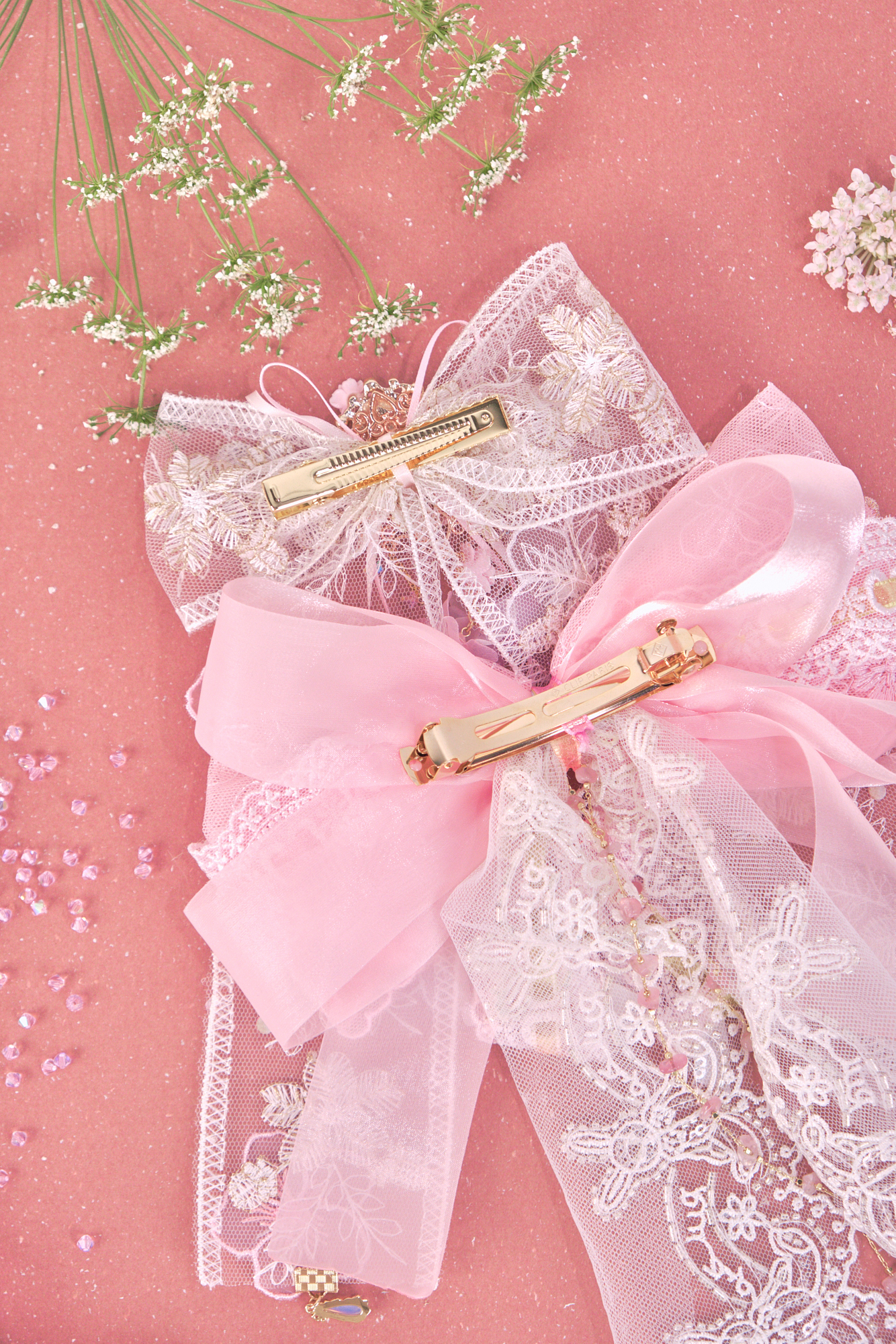 Sakura Glow Natural Rose Quartz 2-in-1 Bow Hair Clip