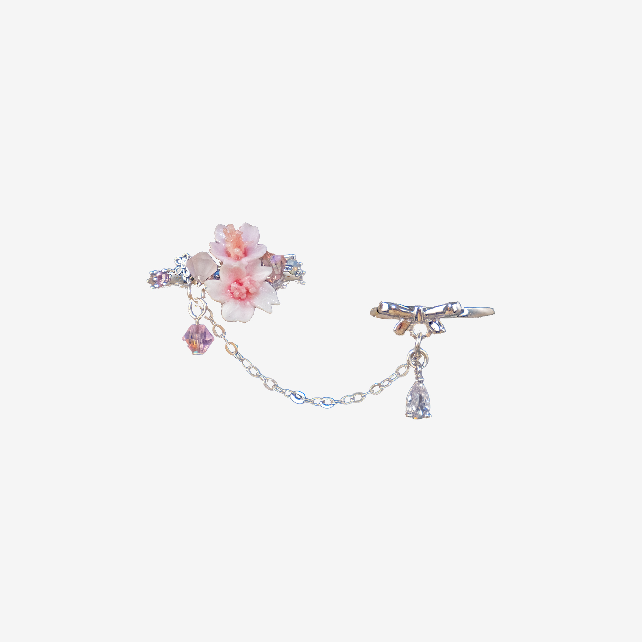 Falling Blossoms Sakura Chain Ring Set