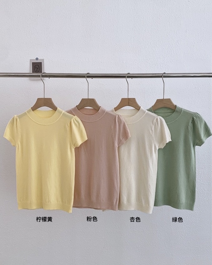 P7825 - Knitted Round Neck Plain Top (Pre Order)