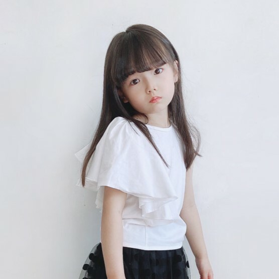 親子款 無袖拼接大荷葉袖不對稱背心 2色 100-150cm