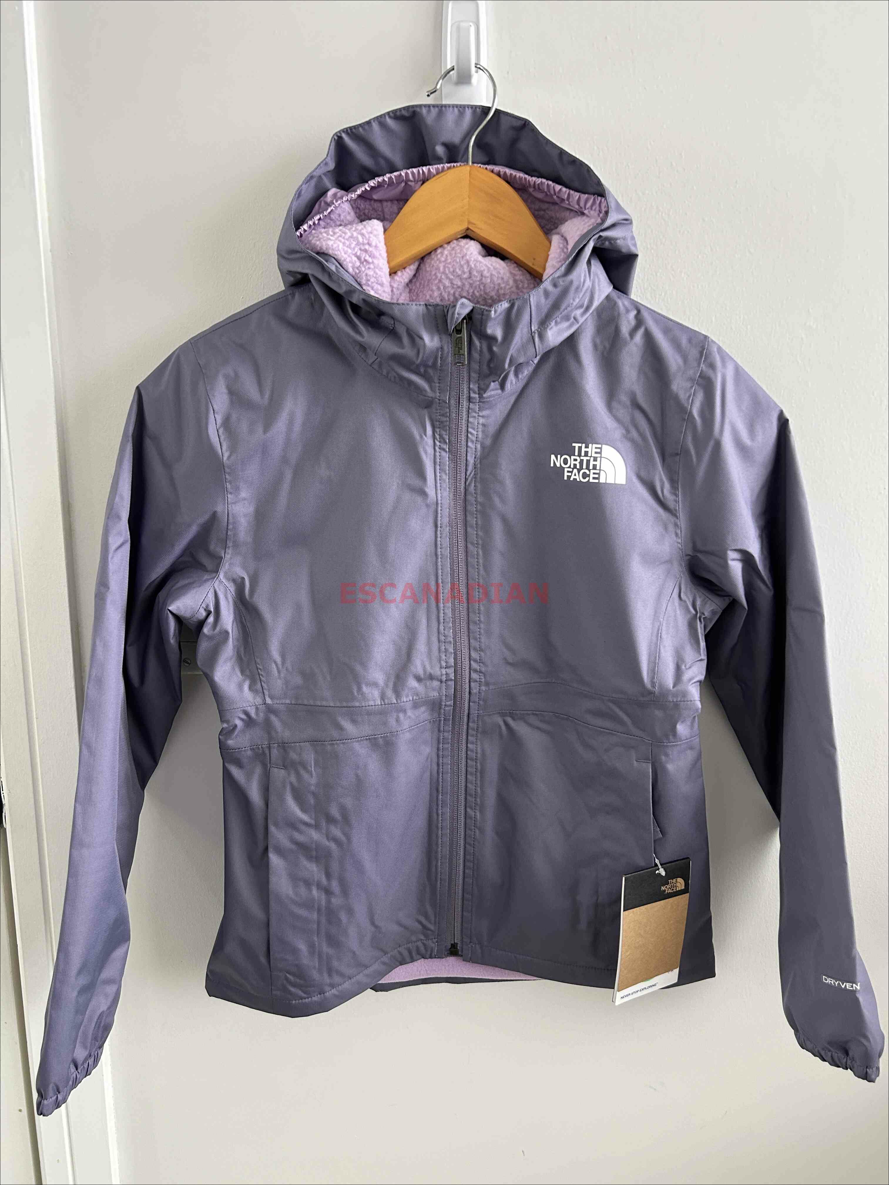THE NORTH FACE 女大童 DRYVENT系列 防潑水 內厚刷毛 連帽 風衣外套