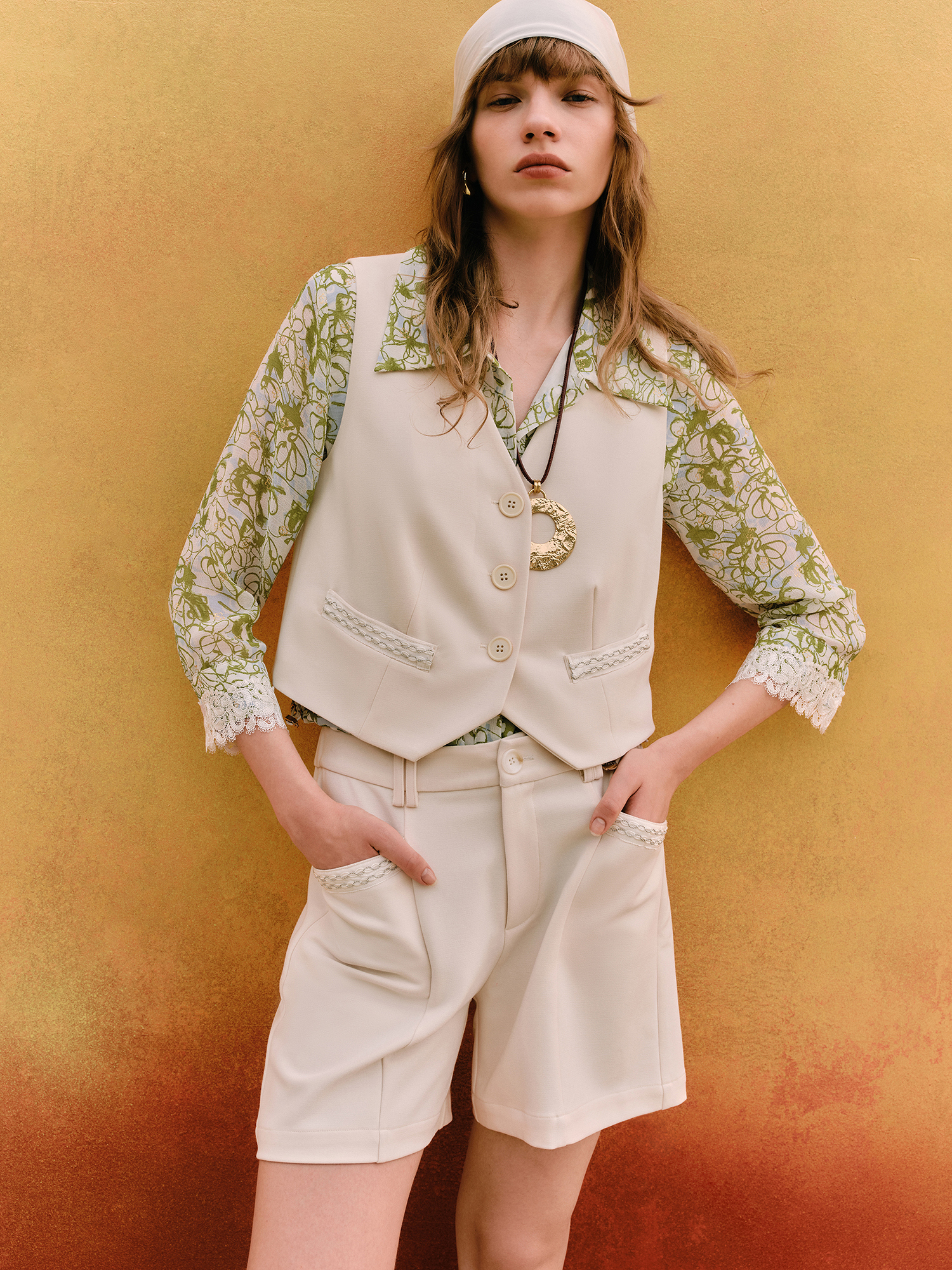 mi-tu 單排鈕扣馬甲外套