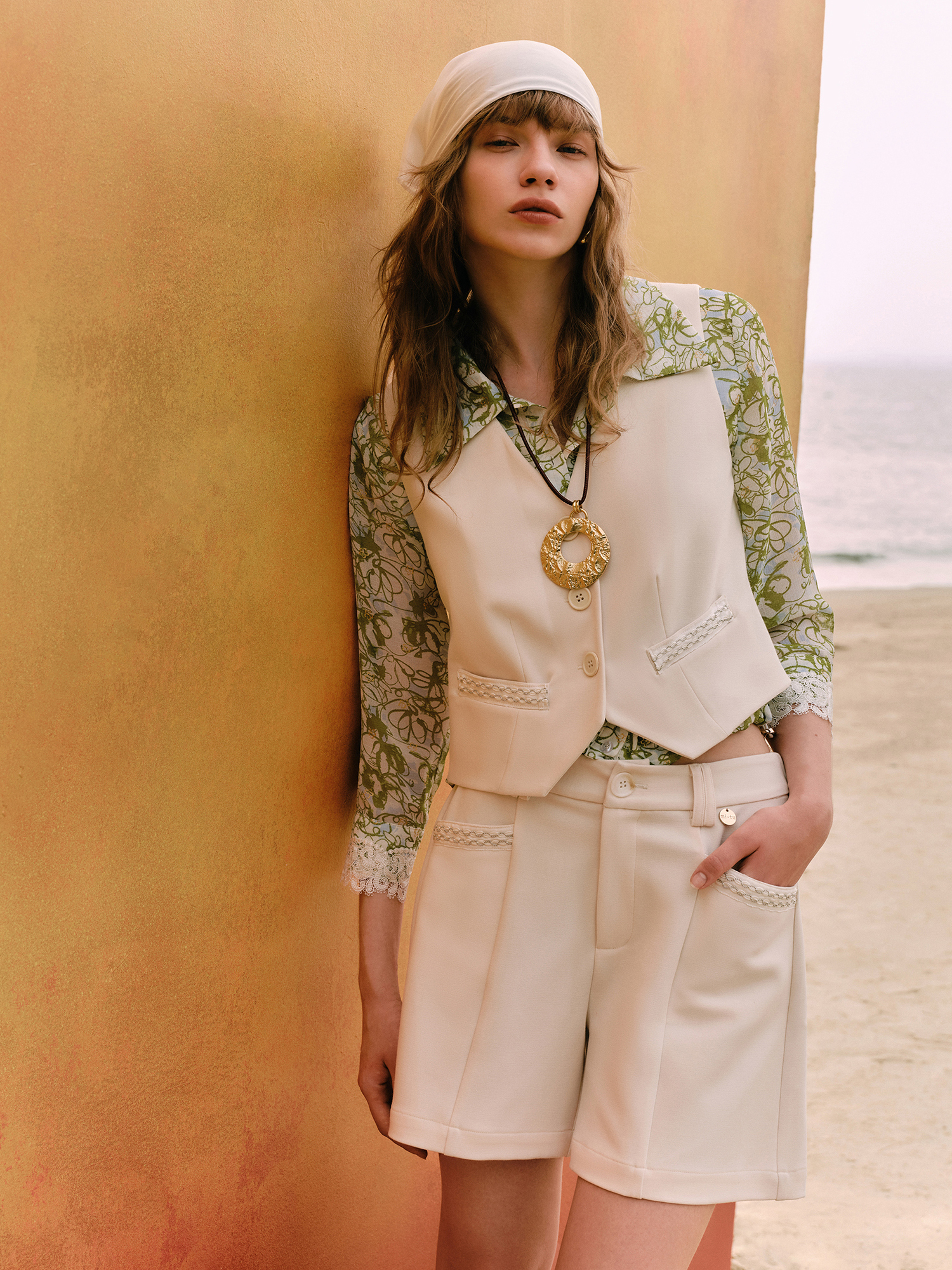 mi-tu 單排鈕扣馬甲外套