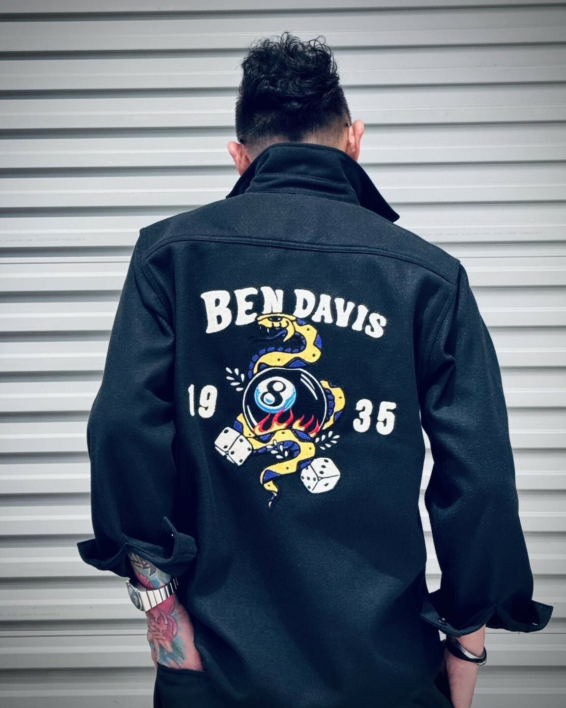 【 BEN DAVIS | SNAKE CPO SHIRT美式刺繡長袖襯衫 - 黑 】