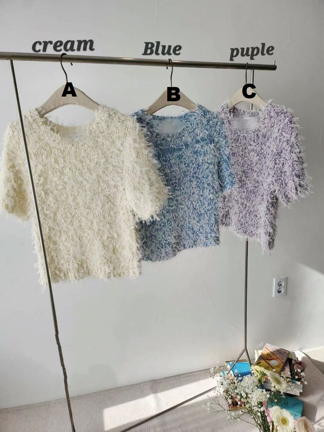 TOP#14322🤎紗條條碎上衣