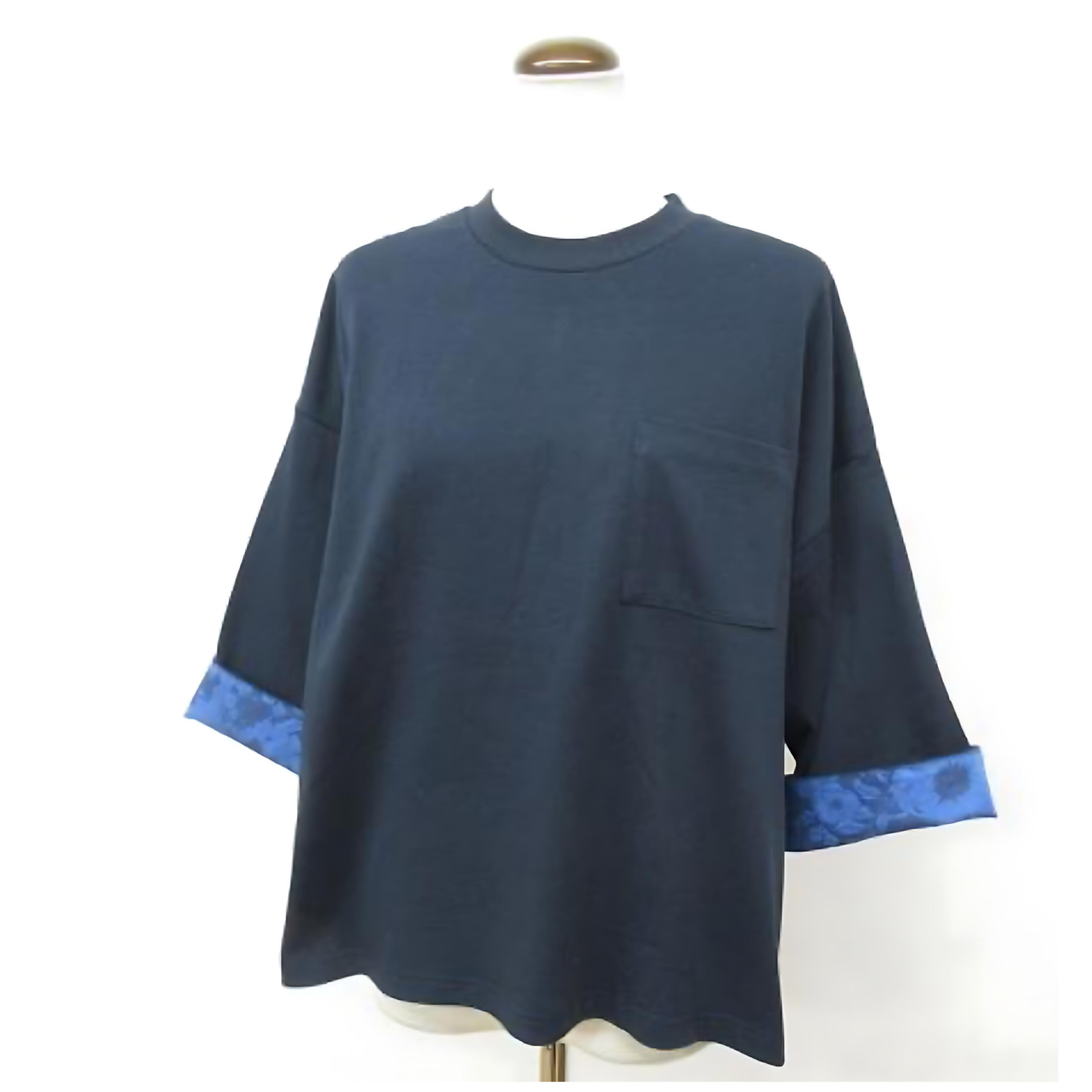 素色雙剪裁袖口裏liberty 8分袖T恤