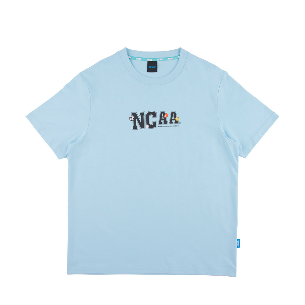 NCAA 短T 白 水藍 LOGO 球類印花 短袖 T恤 中性 74251013-