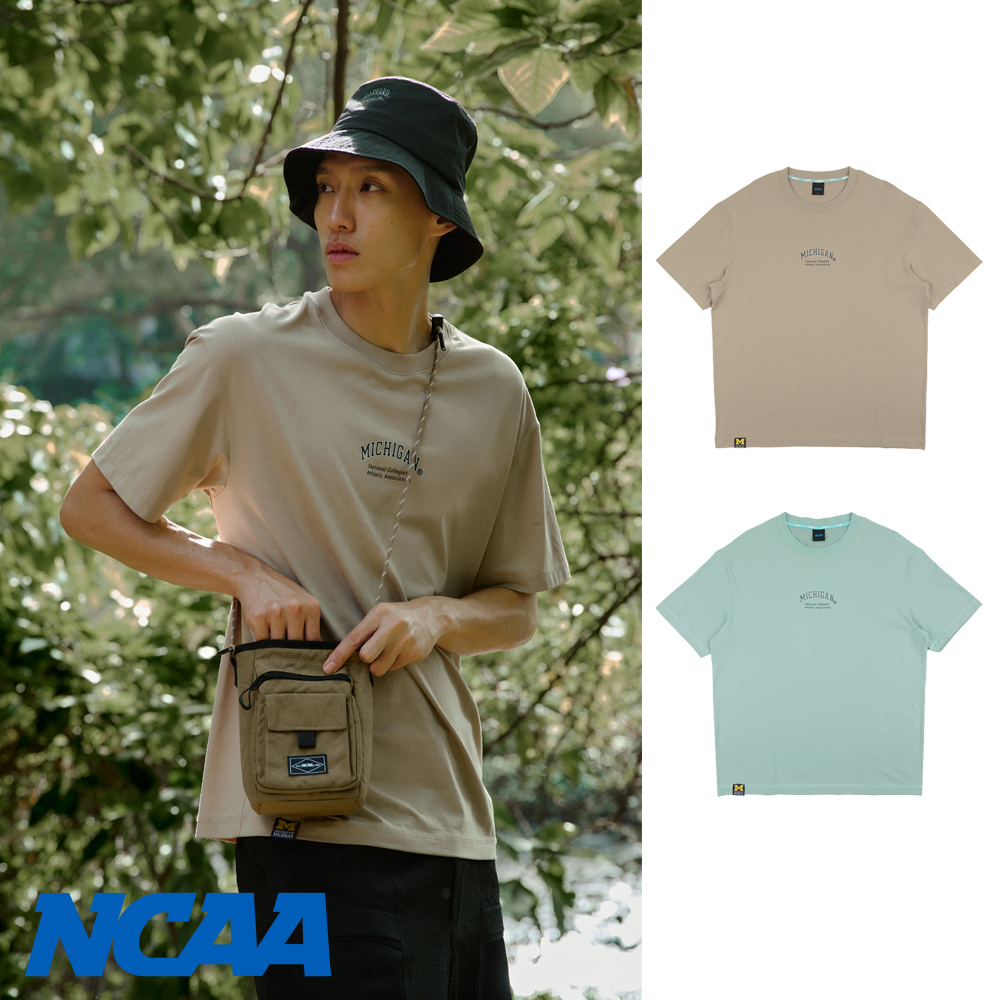NCAA 短T 卡其 粉綠 密西根LOGO 涼感 短袖 T恤 中性 74251011-