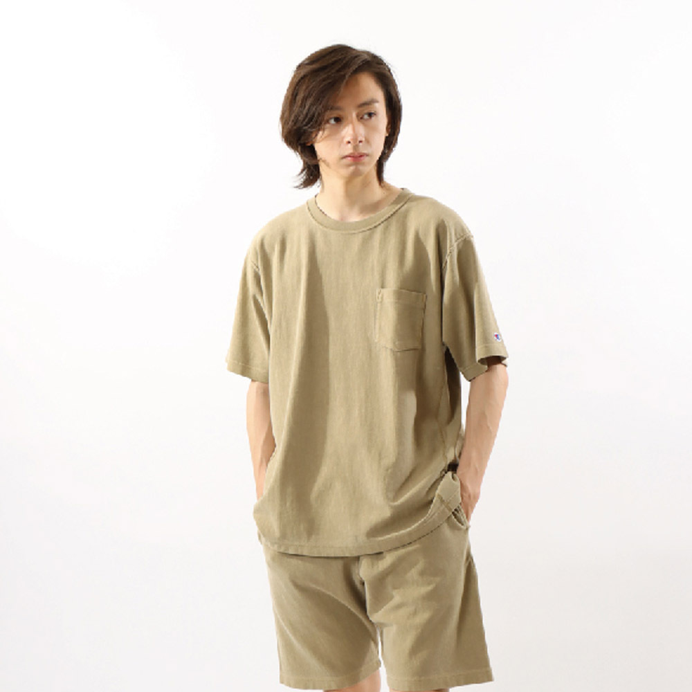 男款-REVERSE WEAVE 水洗復古短TEE-棕色（C3-Z316-782）