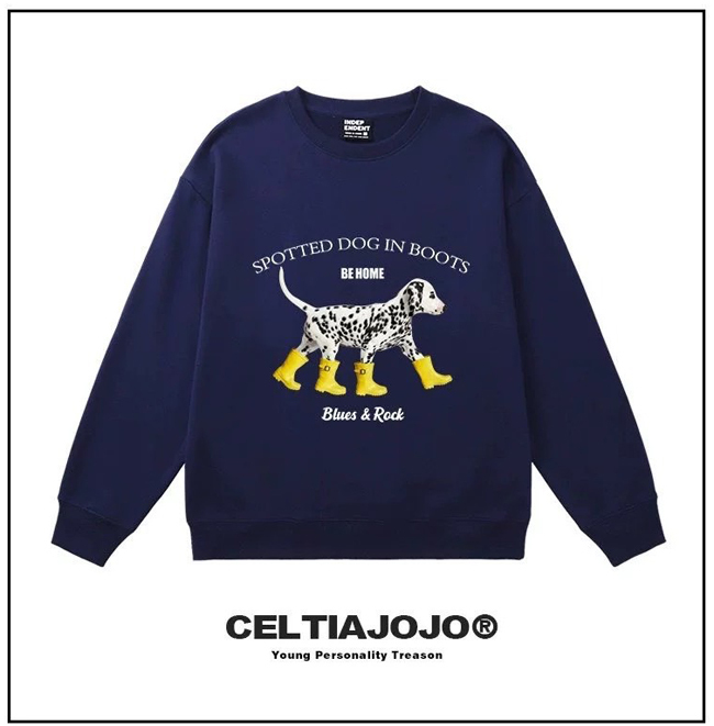 可愛大麥町穿鞋鞋大學T-(現貨寶藍1)