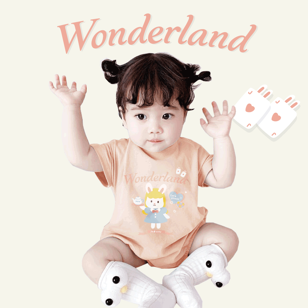 【JB1028】愛麗絲兔。霜柔棉短袖包屁衣