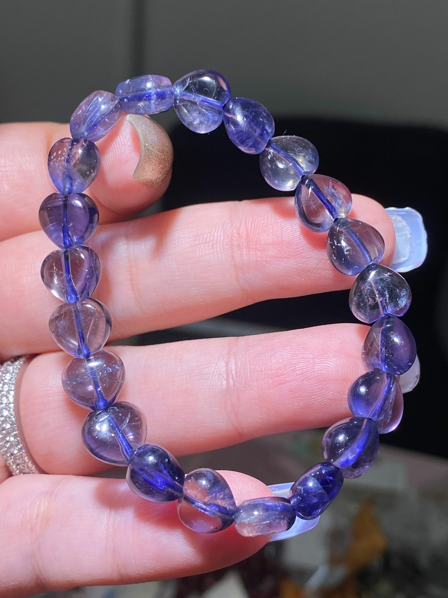 透體堇青石心心手串