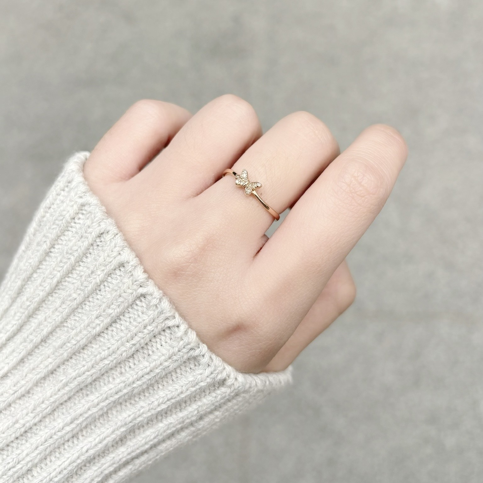 14k蝴蝶真鑽微波浪戒指