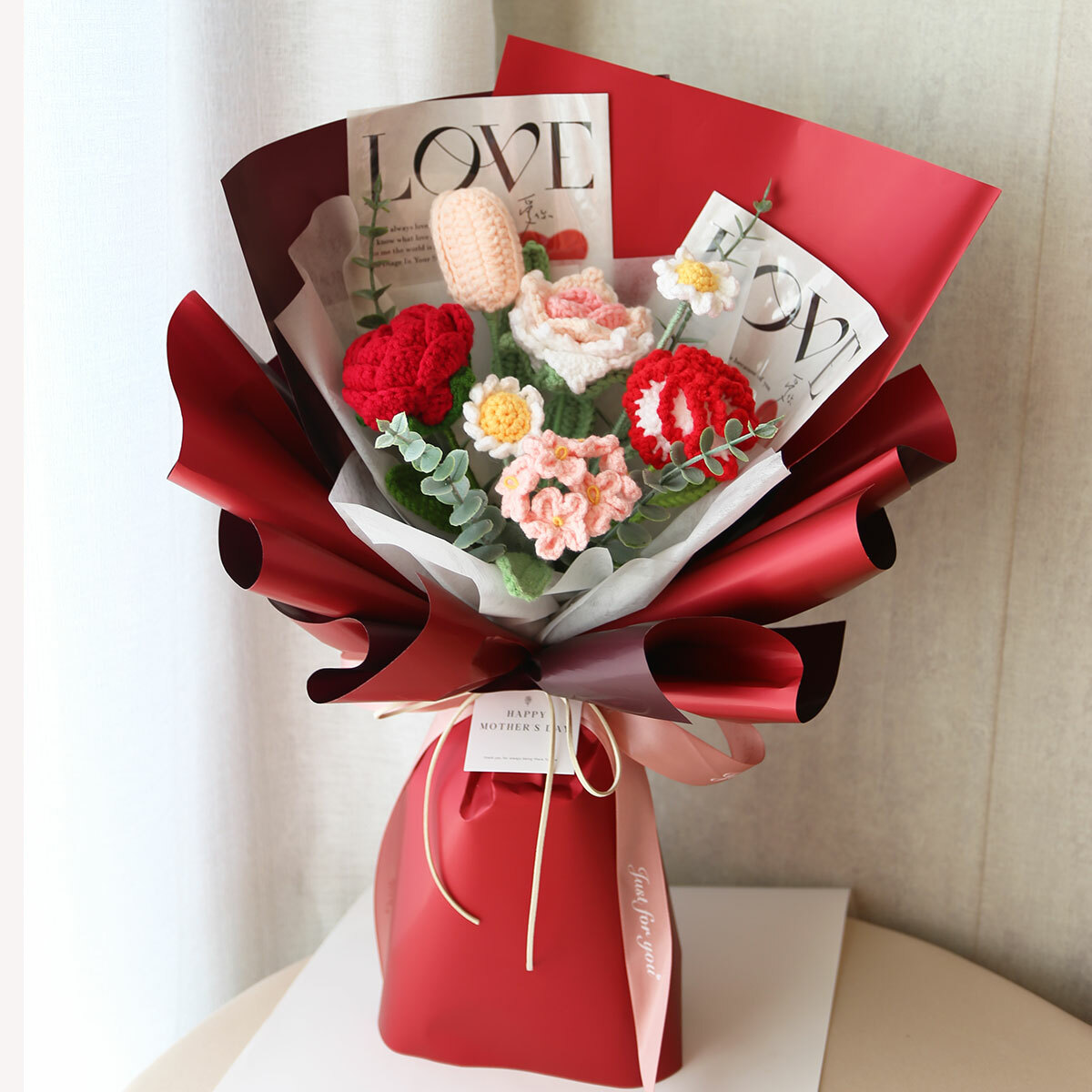 G59｜紅色系針織花束