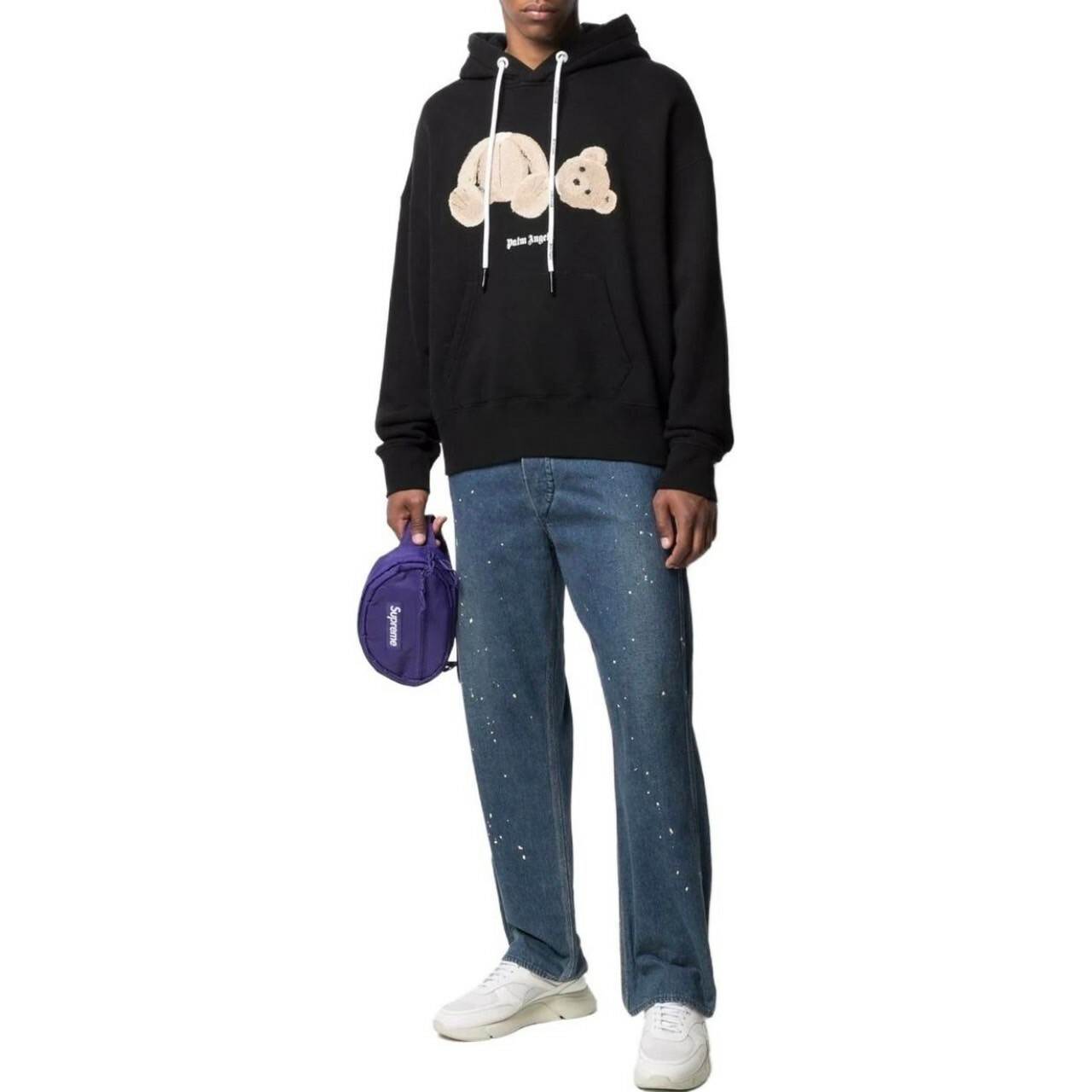 Palm Angles經典款 黑色植絨斷頭熊 Logo 帽T