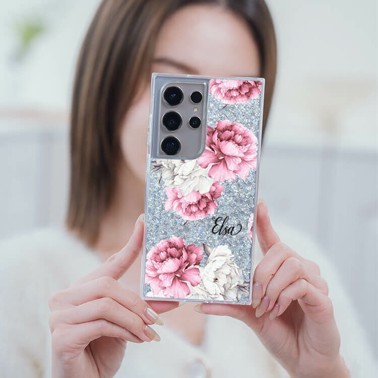 溫柔女孩 銀耀貝拉殼 - (訂製名字) - Samsung 三星 客製化手機殼