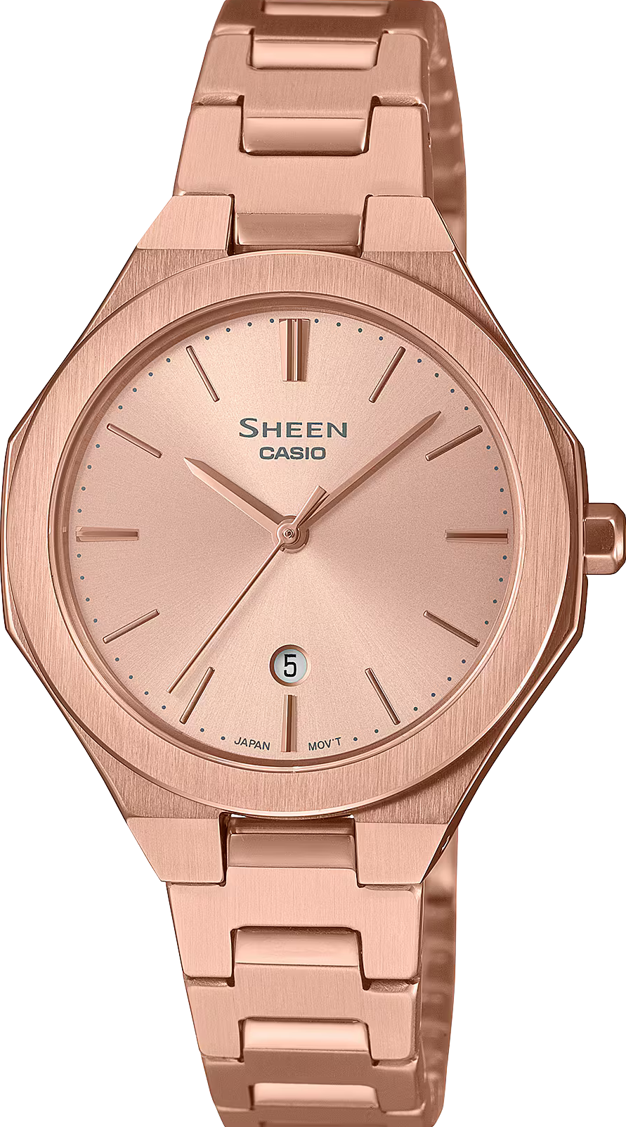 萬年鐘錶 - CASIO  Sheen 系列  經典簡約八角錶殼藍寶石鏡面女錶 SHE-4563PG-4A 錶徑31MM