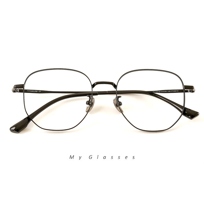 C383鈦金屬切角型圓框眼鏡