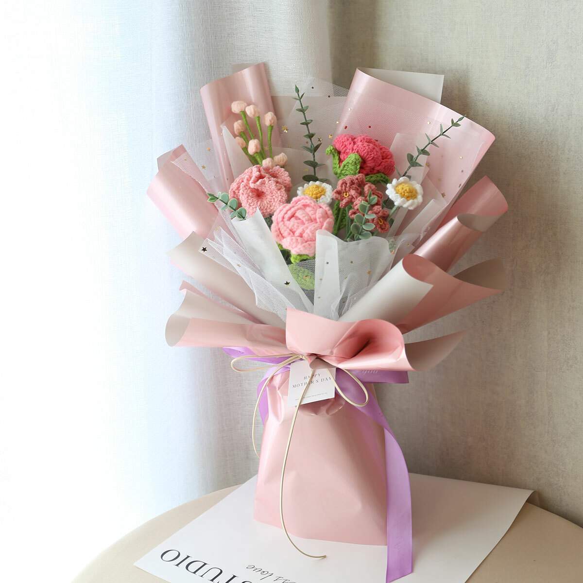 G60｜粉色系針織花束