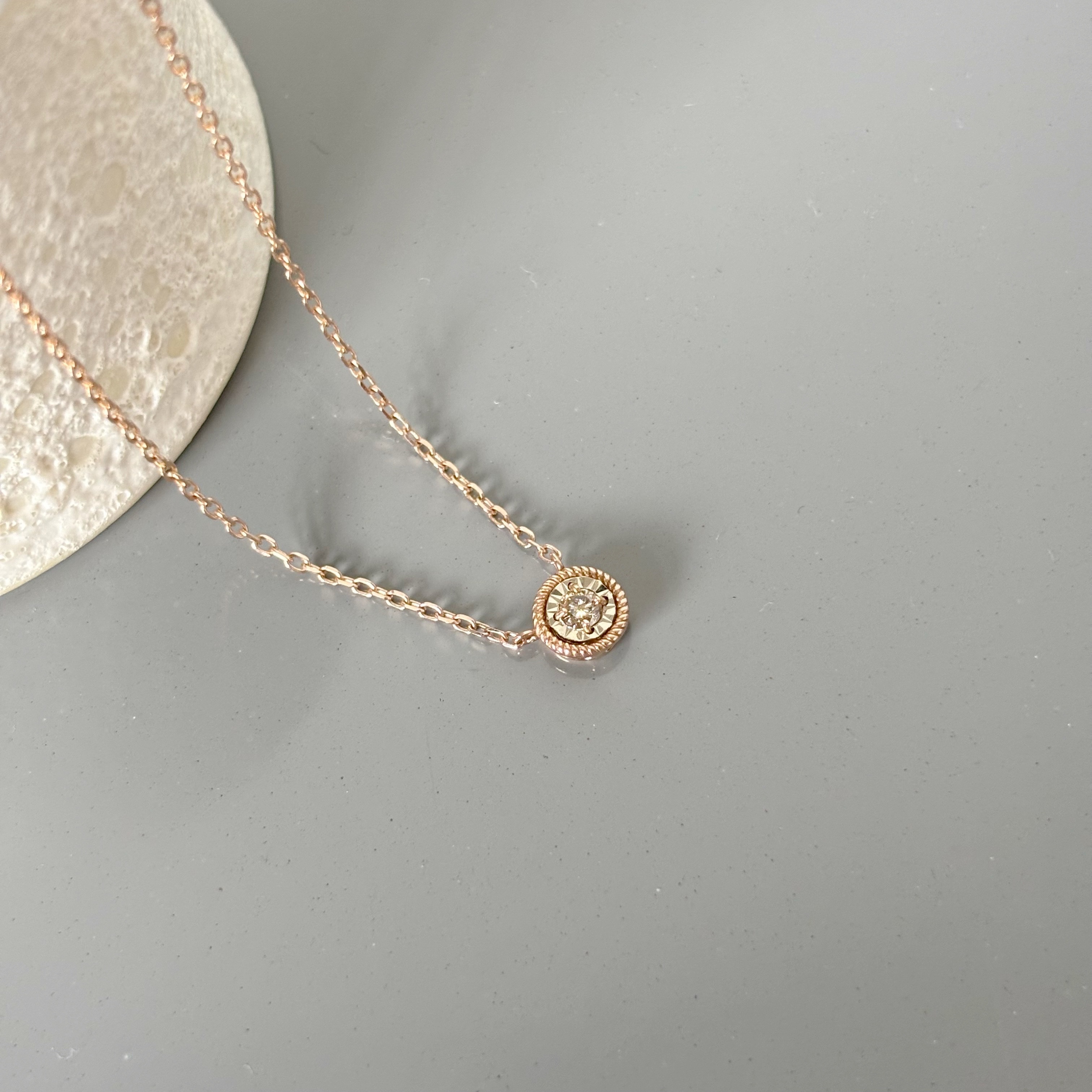 14k復古麻花顯大單鑽項鍊