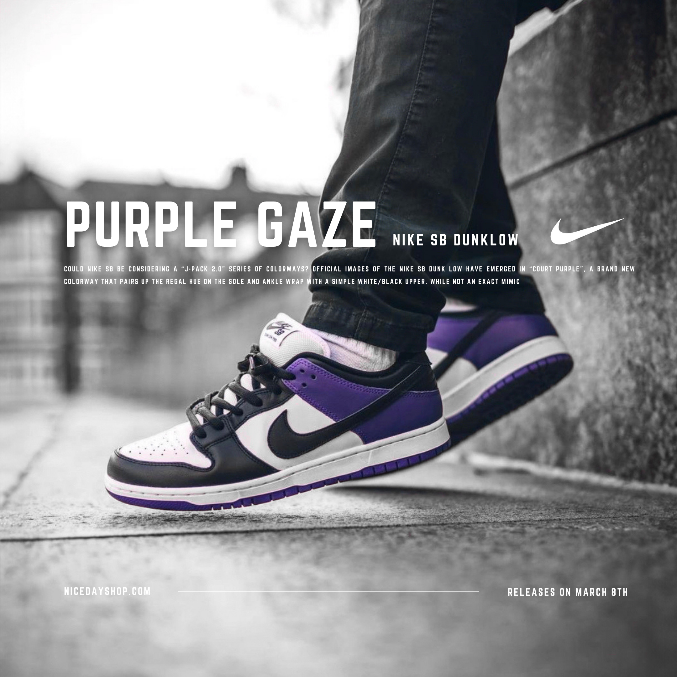 NICEDAY 代購 Nike Dunk Sb Low Court Purple 紫魅 紫色 黑白 滑板鞋 板鞋 男款 男生