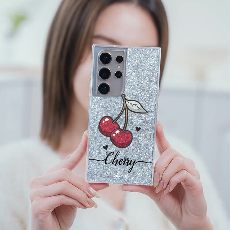 可愛小櫻 銀耀貝拉殼 - (訂製名字) - Samsung 三星 客製化手機殼