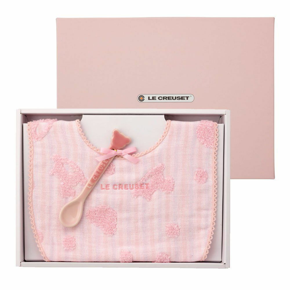 Le Creuset - 口水肩+匙羹禮品套裝・粉紅色