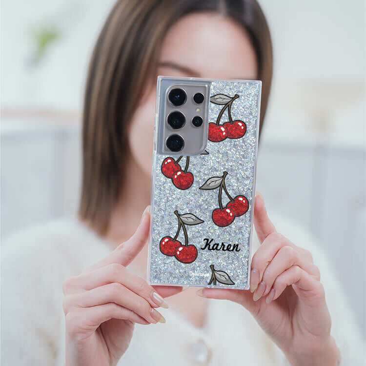 可口櫻桃 銀耀貝拉殼 - (訂製名字) - Samsung 三星 客製化手機殼