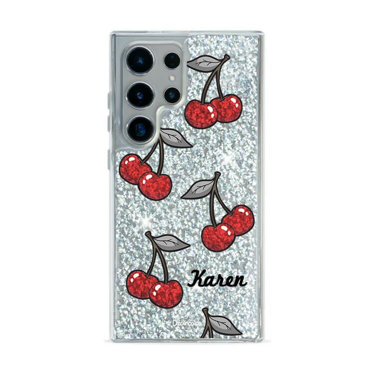 可口櫻桃 銀耀貝拉殼 - (訂製名字) - Samsung 三星 客製化手機殼