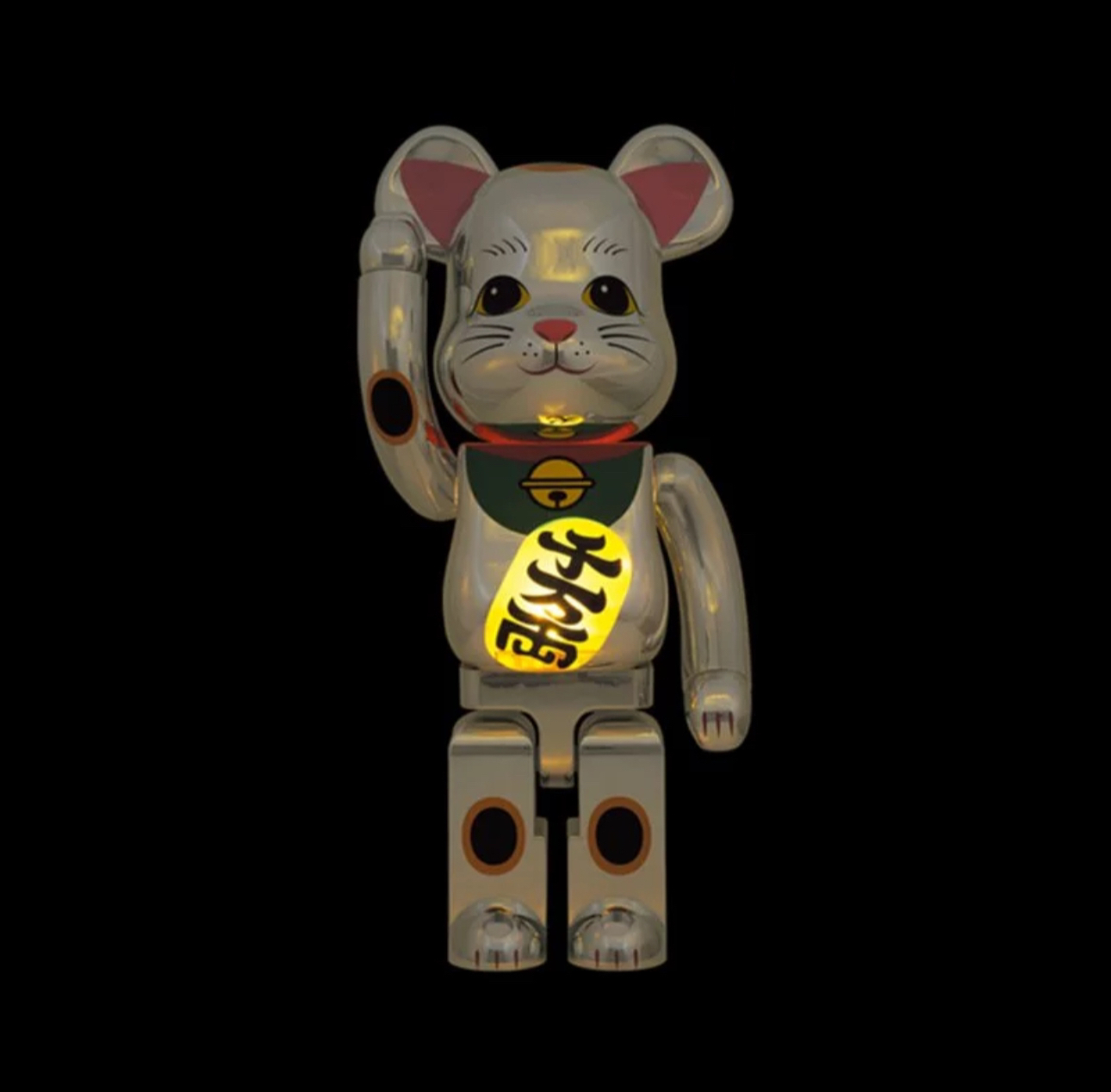 BEARBRICK 招財貓 千萬兩 電鍍銀 發光ver. 1000％