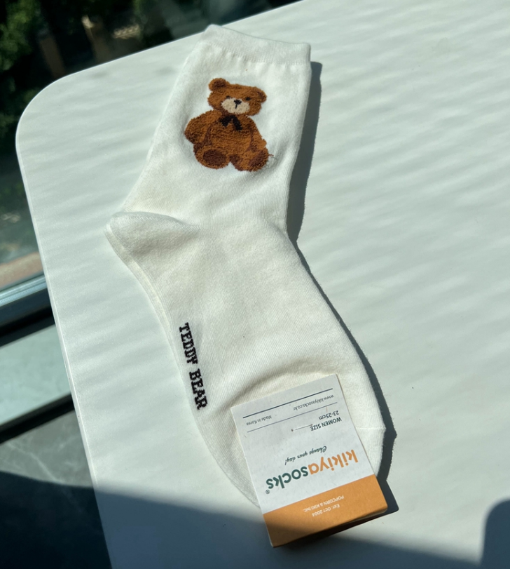 預訂｜復古熊仔中筒襪