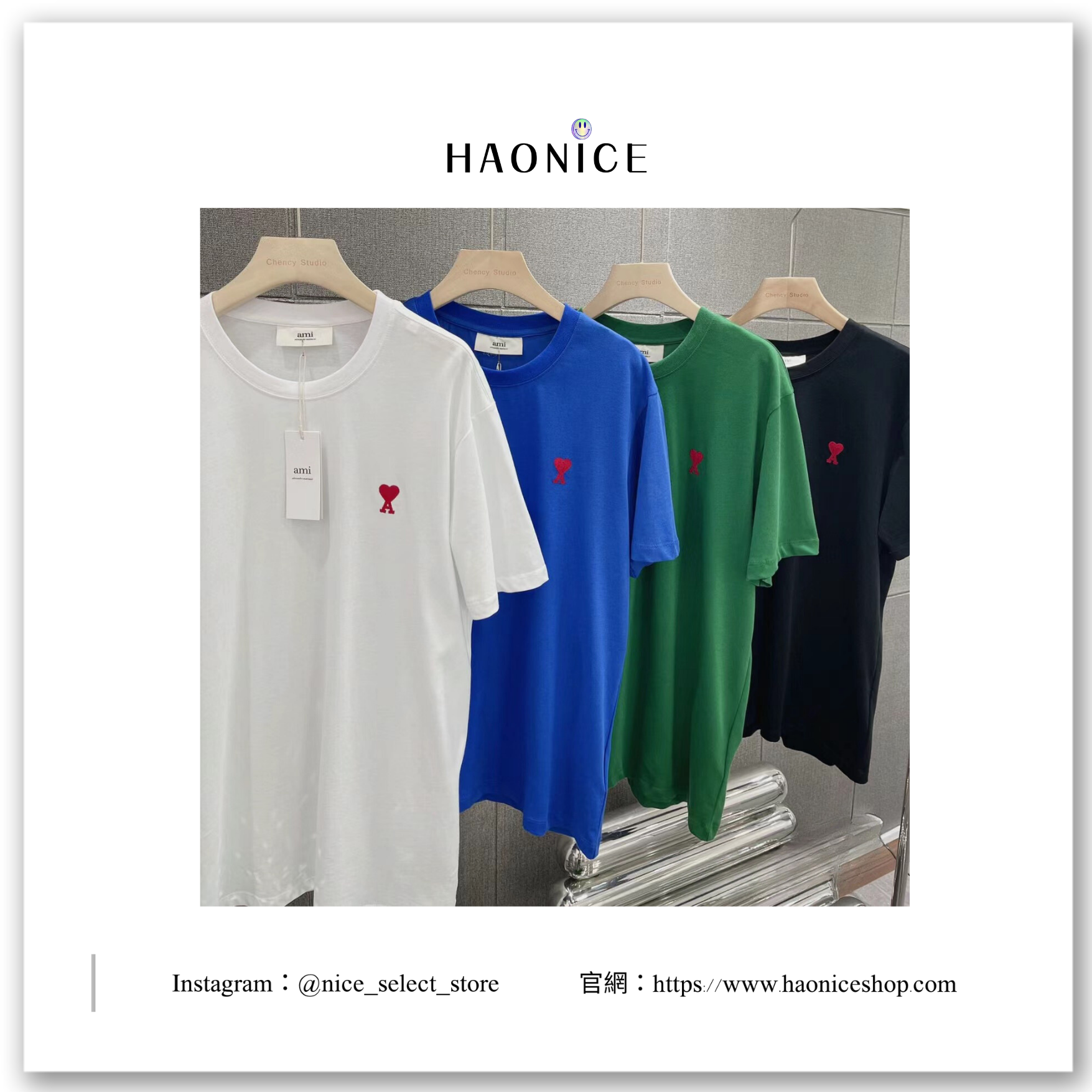 法國代購ami小愛心款字母A桃心刺繡短袖 T恤 短袖 短T